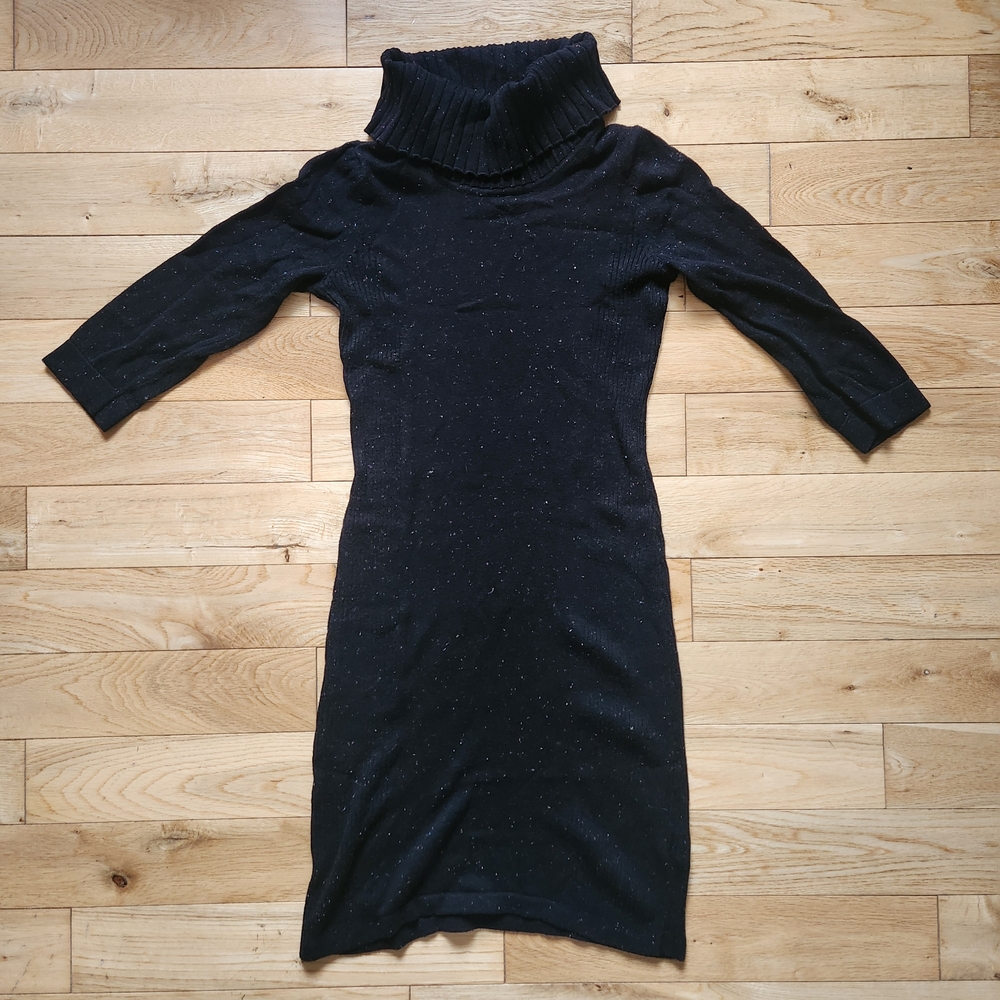 Royal Robbins Cowl Neck Sweater Dress - Black w/ Speckles